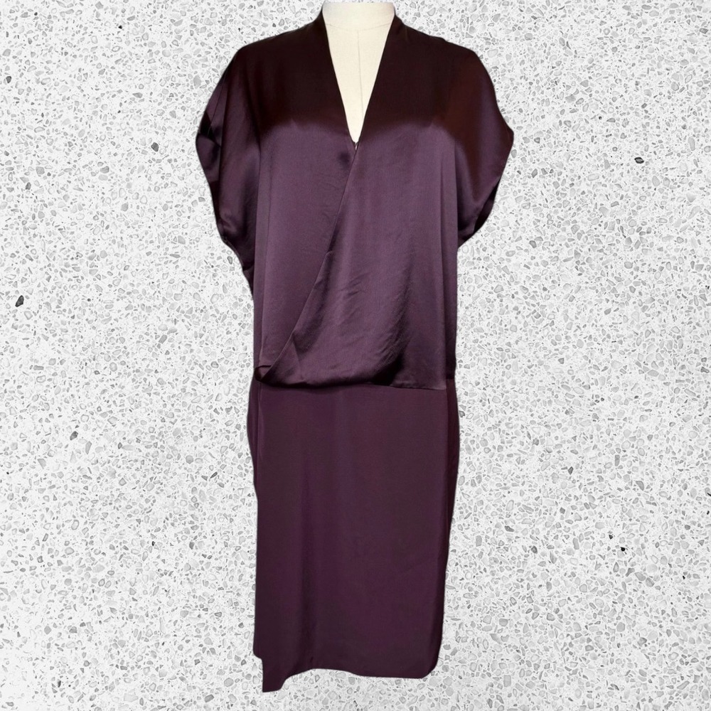 Banana Republic Claudine Satin Surplice Dress Minimalist Career NEW size M